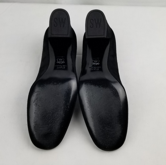Stuart Weitzman Black Suede Block Heels Pumps 6.5 - Picture 8 of 9